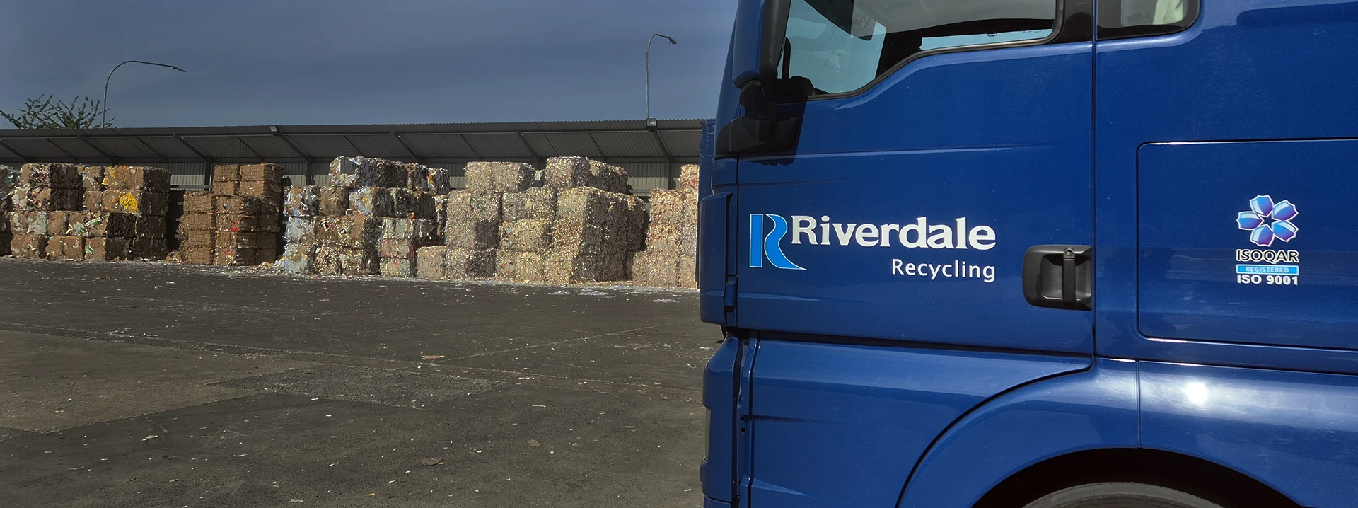 Riverdale Recycling lorry in the recycling yard.