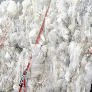 Plastic for recycling on a lorry trailer.